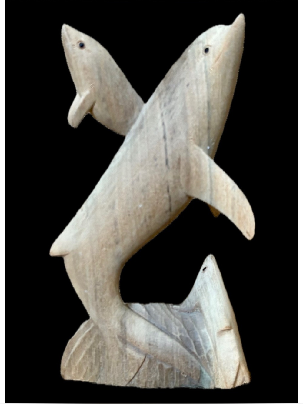 Carved Wood Dolphin Figure Small Statue Decoration Coastal Ocean Nautical Beach